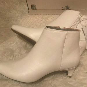 White Ankle Kitten Heel Boots